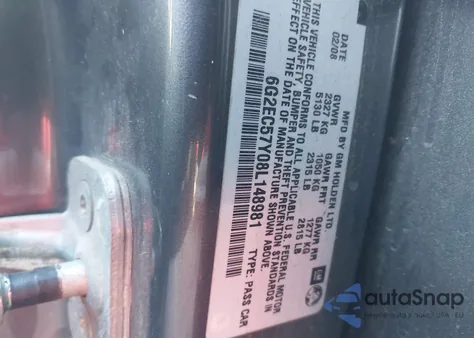 2008 Pontiac G8 Gt из США, поврежденный, VIN 6G2EC57Y08L148981